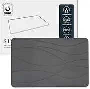 Heyolo Stone Bath Mat Diatomaceous Earth Bath Mat 60x39cm Non Slip Super Absorbent Bath Mats for Bathroom Quick Dry Diatomite Stone Shower Mat for Kitchen Bathtub, Easy to Clean, Gray