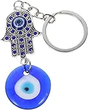Cabilock Evil Eye Keychain Pendant Turkish Style Hand of Keyring Metal Key Holder Unique Evil Eye Keychain for Keys Phone Adornment