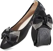 [MACHSWON] Womens Ballet Flats Sparkly Comfortable Casual Pointed Toe Bow-Knot Slip on Wedding Ballerina Dressy Flats Shoes Women