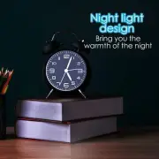 4inch Quartz Analog Twin Bell Alarm Clock Bedside with Nightlight and Loud Alarm