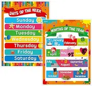 Days of the Week, Months of the Year Laminated Posters Get to Know the Calendar for Kids