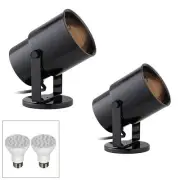 Cord-n-Plug Black LED Accent Uplight w/ Foot Switch Set of 2