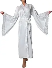 [Generic] Sexy Easy Lingerie for Women Women Fashion Sexy Tulle Robe Long Lingerie Nightgown Bathrobe Sleepwear Feather Bridal Robe Lace Lingerie Striptease Outfits