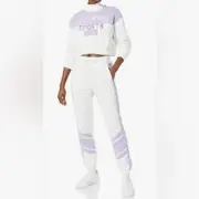NWT EleVen Venus Williams Purple White 2 Pc Crop Top Joggers Set - Size S