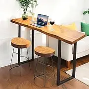 47.2''Long Bar Table,Bar Height Table with Sturdy Metal Frame NarrowbBar Rectangular High Top Kitchen Dining Counter Tables for Pub,DiningRoom,Small Space