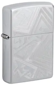 Zippo 46481, Which Way? Design, Satin Chrome Finish Lighter, NEW