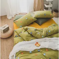 在飛比找蝦皮購物優惠-Little Bed小床-萊卡運動棉雙人床組 抹茶色 日式花