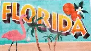 Florida Postcard Hand Painted Needlepoint Canvas