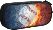 Baseball Pencil Box for Boys, Cool Sports Pencil Case with Water & Fire