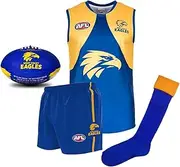 [West Coast Eagles] Junior Youths Kids AFL Auskick Jumper Guernsey Jersey Shorts Socks Playing Pack with Football size 12