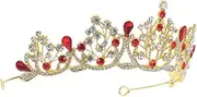 NOLITOY Rhinestone Crown Headband Tiara Bride to Be Badge Bridesmaid Garters for Brides Decorations Crowns Bride Necklace Bachelorette Party Gowns Bachelorette Party Supplies Red Alloy