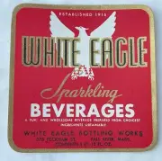 Vintage Unused White Eagle Sparkling Beverages Fall River, Mass. Soda Label