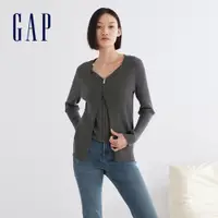 在飛比找蝦皮商城優惠-Gap 女裝 V領針織外套-深灰色(836544)