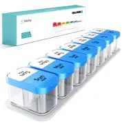 Extra Large Pill Box Organizer - 7 Day AM/PM, XL Compartment for Vitamins (Blue)