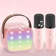 Karaoke Machine with 2 Karaoke Microphones: [Premium Version] Mini Karaoke Machine Children with Microphone Girls Gifts Toy for 3-12 Years - Bluetooth Music Speaker