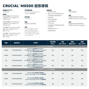 【Micron 美光】Crucial MX500 1TB 2.5吋 SATAⅢ SSD 固態硬碟