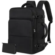 Backpack for Men Women, Small Black Backpack for Traveling on Airplane, Weeke...