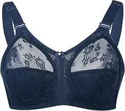 [ANTIY] Womens Wireless Lace Bras Ultra Thin Comfort Bra Lingerie Full Coverage Unlined Sexy Bralette Plus Size C D Cup (Color : Blue, Size : 105/46C)