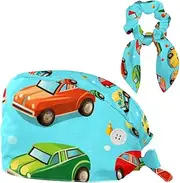 [YTYVAGT] Scrub Caps Women,Scrub Hats Suitable for Women,Cartoon Car Line Grid