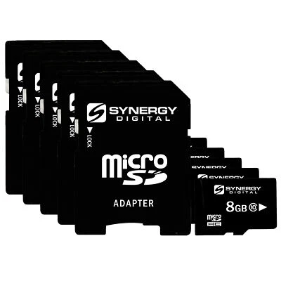 Synergy Digital 8GB, MicroSDHC Memory Cards - Class 10, 20MB/s - Pack of 5