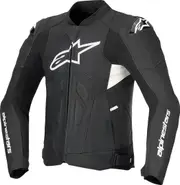 Alpinestars Dusk Airflow perforated Motorcycle Leather Jacket, black-white, Size 48 for Men Black White