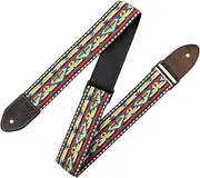 'Levy's Vintage Hootenanny Series 2'' 60s Style Jacquard Weave Guitar Strap with (4) Guitar Pick Holder Genuine Leather End'