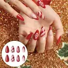 24pcs Christmas Press On Nails Almond French Tip False Tips Press On Nails