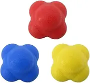 3pcs 6-Sided Reaction Reflex Balls - Improve Agility Hand-Eye Coordination, Unpredictable Bounce Training Tool for Baseball Soccer Tennis (3 Balls, Multi-Color)