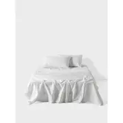 Linen House Cotton Sateen Sheet w/ Pillowcase Home Bedding Set - White