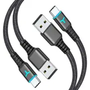 2 Pack 10FT PS5 Controller Charger Charging Cable with LED Indicator, Nylon B...
