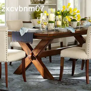 金悅瑪*實木餐桌椅組合8人6人長方形原木北歐飯桌復古做舊美鄉村咖啡長桌
