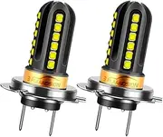 Ruiandsion 2pcs H7 LED Fog Light Bulbs, 10-30V 2525 24SMD Chips LED Bulb for Car Fog Light Daytime Running Light DRL,White