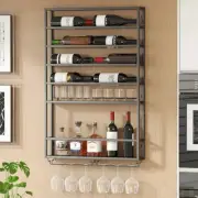 Wall Mount Wine Rack, Wall Wine Racks,Metal Bar Liquor Shelves and Glass Holder,