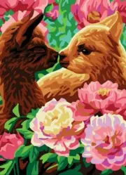 "2 Lamas" Printed Needlepoint Tapestry Canvas 6331