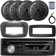 Pyle 1-DIN Marine CD Receiver W/Kit + Adapter Plate, 4x 6.5'' 120W Max Speakers