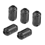 5pcs 7mm Ferrite Cores Ring Clip-On RFI EMI Noise Suppression Filter Clip Black