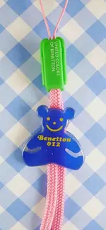 【震撼精品百貨】日本精品百貨-手機吊飾/鎖圈-動物圖案系列-班尼頓粉藍