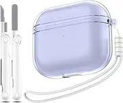 MHYALUDO Airpods 3rd Generation Case Cover, Clear Soft TPU Transparent Military Grade Shockproof Protective Case with Cleaning Pen for Apple Airpods 3 Charging case 2021, Clear Purple