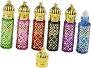 harayaa 6 Pieces Essential Oil Roller Bottles Refillable Travel Size Decorative Glass Perfume Bottle Empty for Vacation Home Decor