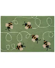 Liora Manne Frontporch Buzzy Bees Green Doormat