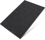 Facmogu 18 x 12 Inch Rubber Bar Mats, Black Heavy Duty Bar Mat PVC Rubber Wet Dish Drying Spill Matting Non Slip Heat Resistant for KTV Bar Glass, Restaurant, Home Counters