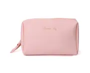 Pink*Leather cosmetic bag Women's cosmetic storage bag Large capacity waterproof cosmetic storage bag