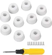 BQLZR White Round Rubber Feet Bumpers Pads for Furniture w/Screwdriver Pack of 10