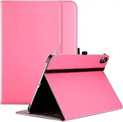 ProCase for iPad A16 11th Generation 11 Inch 2025/iPad 10th Generation Case 10.9 Inch 2022, iPad 11/10 PU Leather Case Business Stand Cover Smart Folio with Hand Strap Front Pocket Pen Loop -Pink