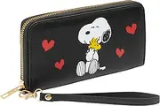 [Peanuts] Snoopy Women's Zip Wallet with Card Slots & Coin Pocket, Black, Einheitsgröße, Modern