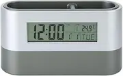 Electronic Pencil Cup, Backlight Calendar Snooze Pen Holder Multifunctional Desk Clock Digital Screen Alarm Clock with LCD Display for Home Office Desktop Container Organizer