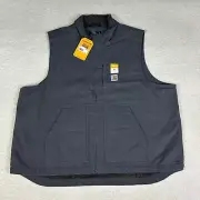Carhartt Vest Mens XXL Gray Washed Duck Sandtone Sherpa Lined Work OV4277-M