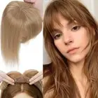 Remy Human Hair Topper Toupee Hairpiece with Bangs Clip In Silk Base Women Wigs