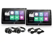 Elinz 2x 10.1" TFT Touch Screen Active Headrest Car DVD Player Slim Full HD 1080P Games