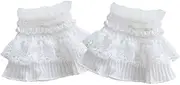 [LUNROUG] Lolita Lace Gloves White Hand Sleeve Women Girl Sexy Lace bow Elastic Bracelet Wrist Cuff for Halloween Cosplay, Wedding, Tea Party, Masquerade.